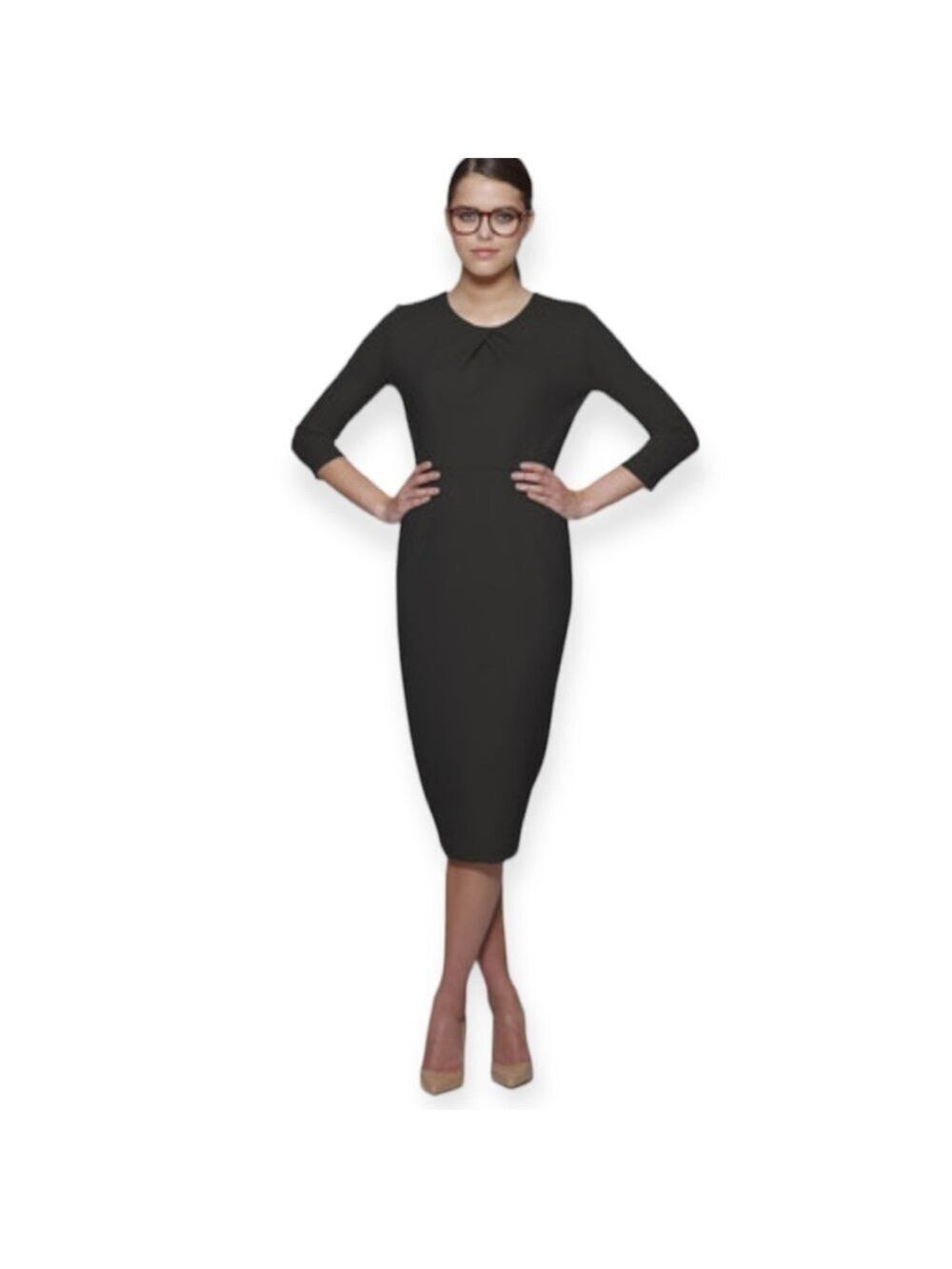 Emploi Lexington 3/4 Sleeve Midi Dress
Gray Size L Career Semi Fitted Business